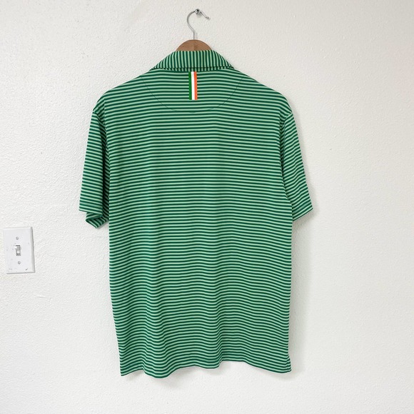Rhoback Shirts Mens Rhoback Green Striped Branded Performance Golf